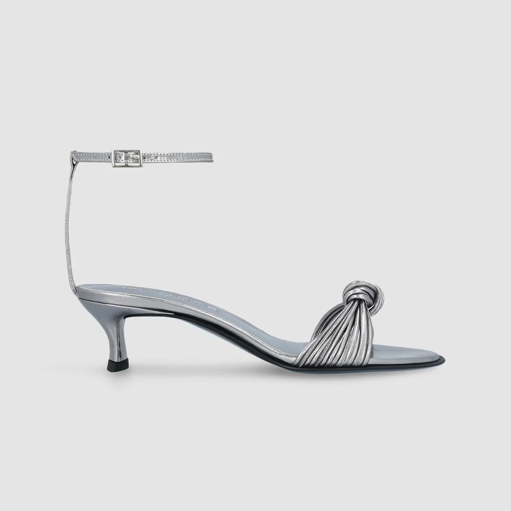 BY FAR Inox Eel Embossed Metallic Leather Sandal 6 BRAND NEW